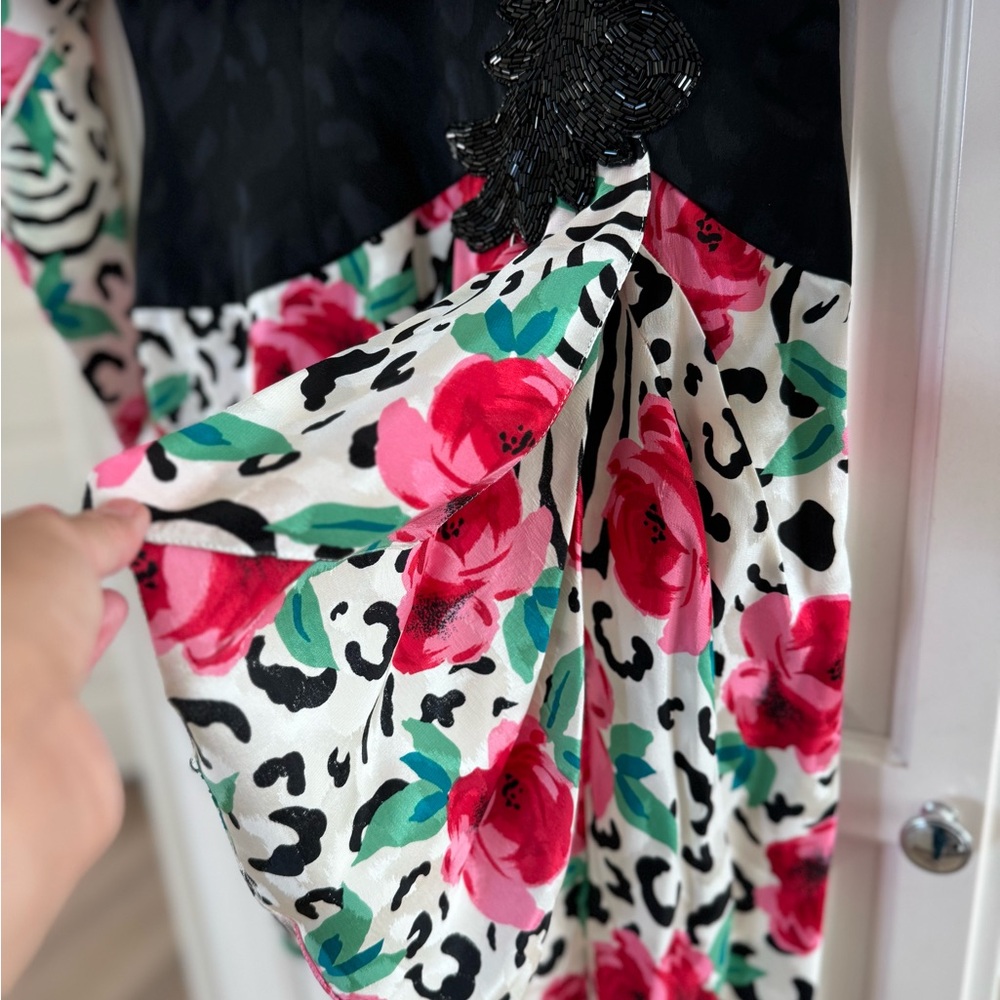 Vintage A.J. BARI Floral and Animal Print Dress - Picture 5 of 15